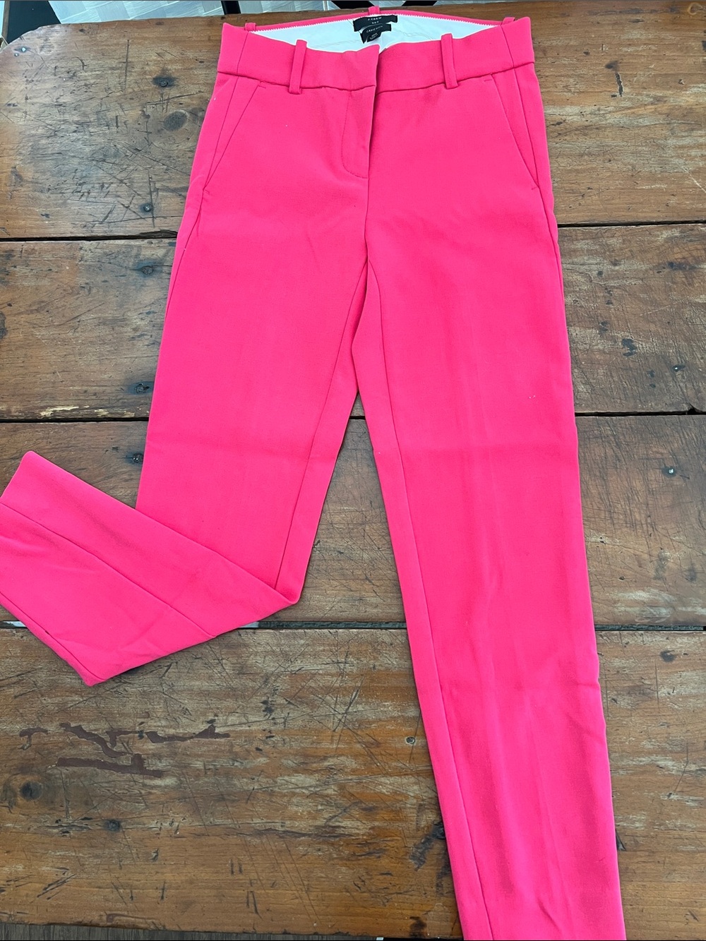 J. Crew Cameron Bright Pink Tailored Chinos -  Size 00 (26” inseam)